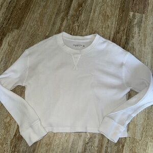 Abercrombie White Long sleeve waffle tee